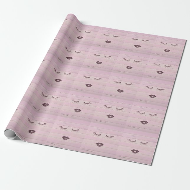 Papier Cadeau Cool tendance bois rose (Déroulé)