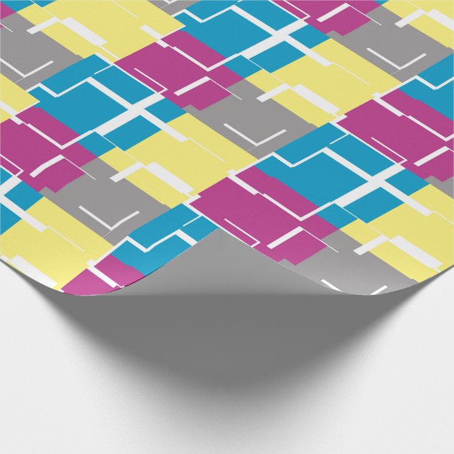 Papier Cadeau COOL Violet Bleu Jaune Gris Motif (Coin)