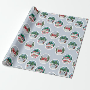 Papier Cadeau Coonhounds de déplacement sur le bleu
