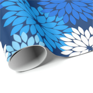 Papier Cadeau Copie, bleu, Aqua et marine floraux modernes de