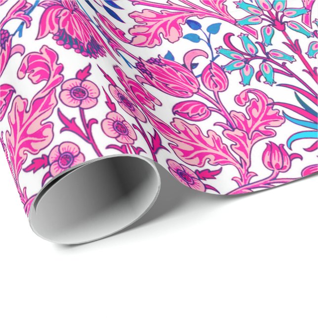 Papier Cadeau Copie de jacinthe de William Morris, rose de (Coin rond)