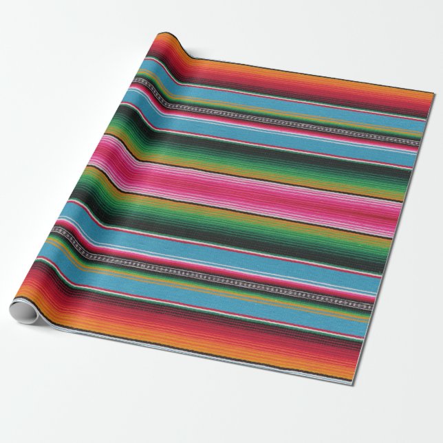 Papier Cadeau copie de serape, papier d'emballage, bleu layette (Déroulé)