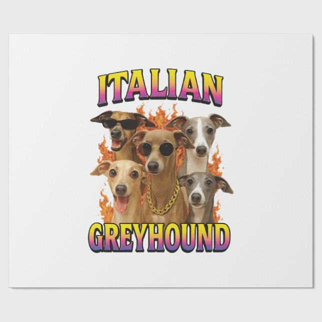 Papier Cadeau Copie Lévrier Italien (Plat)