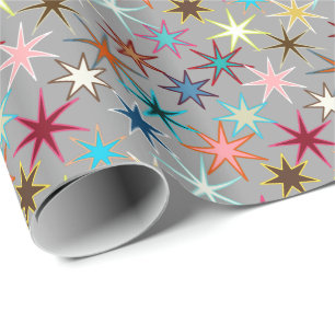 Papier Cadeau Copie moderne de Starburst, couleurs de bijou sur