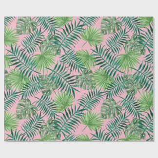 Papier Cadeau Copie tropicale - rose de palmiers