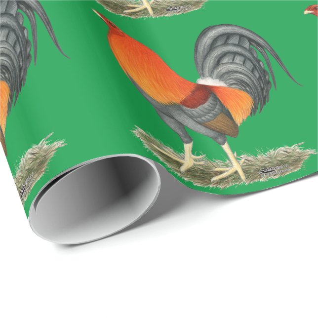 Papier Cadeau Coq bleu rouge Gamecock (Coin rond)
