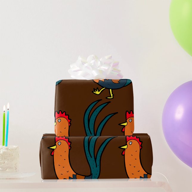 Papier Cadeau Coq de dessin animé mignon (Créateur téléchargé)