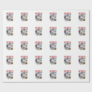 Papier Cadeau Coq Patriotique Feu d'Artifice Vintage Design de T