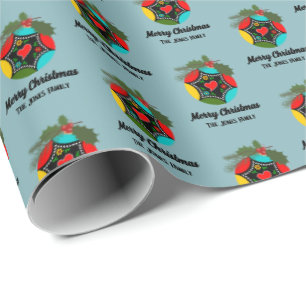 Papier Cadeau Coq portugais boule de Noël en houx