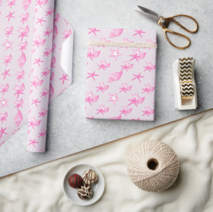 Papier Cadeau Coques roses