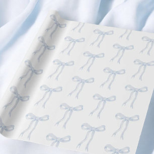 Papier Cadeau Coquette Bleu Bow Ribbon Attache Le noeud