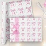 Papier Cadeau Coquette Bow rose Fête des mariées Glam<br><div class="desc">Ces autocollants de douche nuptiale présentent un design chic glam soyeux arc avec des strass faux et une typographie de script moderne. Personnalisez le texte avec le nom de la mariée. Des articles de toilette de luxe assortis sont également disponibles.</div>