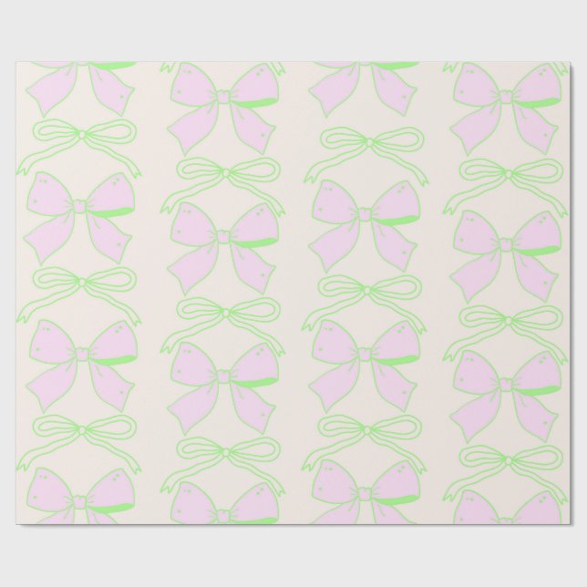 Papier Cadeau Coquette de cou vert et rose Coquette esthétique B (Plat)