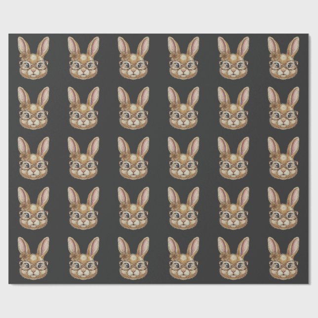 Papier Cadeau Coquette Retro Leopard Happy Easter Bunny Trendy (Plat)