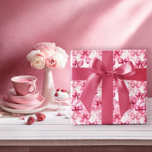 Papier Cadeau Coquette rose épaisse et capricieuse Bows Ribbons