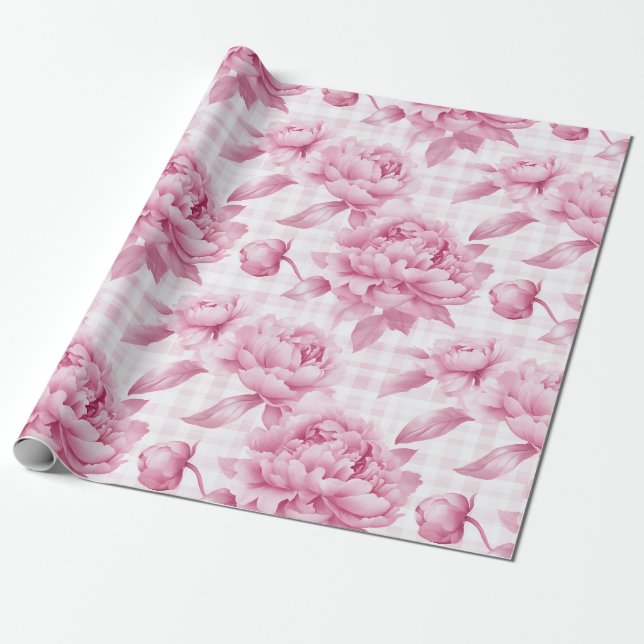 Papier Cadeau Coquette Rose Floral (Déroulé)