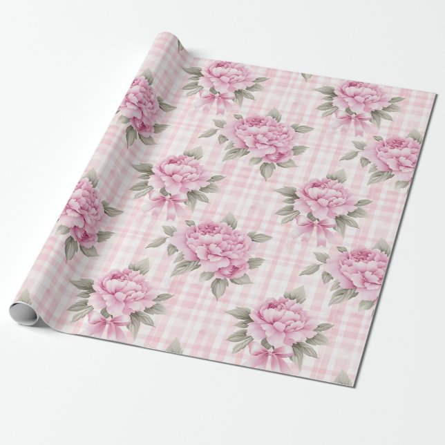 Papier Cadeau Coquette Rose Floral (Déroulé)