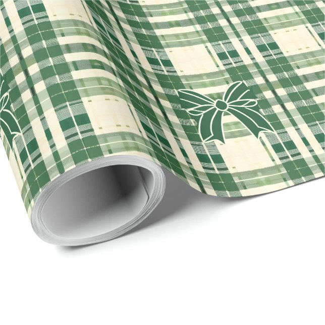 Papier Cadeau Coquette verte Bow Noël (Coin rond)