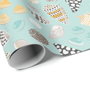 Papier Cadeau Coquillages à motifs mignons à la menthe