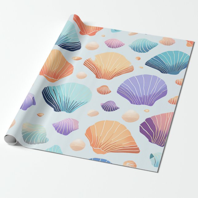 Papier Cadeau Coquillages Colorés (Déroulé)