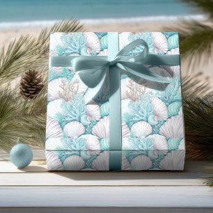 Papier Cadeau Coquillages côtiers et Motif de corail n° 3 ID1009