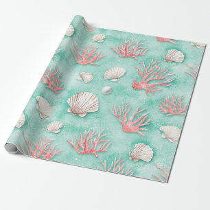 Papier Cadeau Coquillages et Motif de Vagues Océaniques (12)