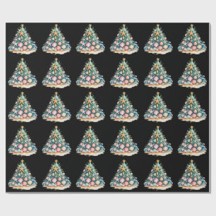 Papier Cadeau Coquillages Sapin de Noël Eau Océan Étoile de Mer 