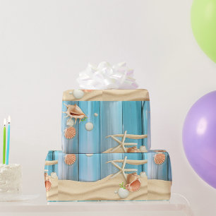 Papier Cadeau Coquillages Sur Sable