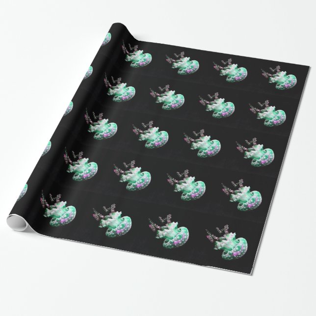 Papier Cadeau Coquillages verts (Déroulé)