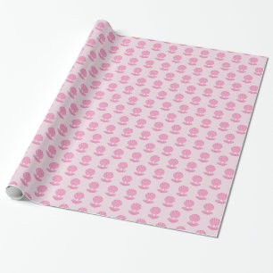 Papier Cadeau Coquille d'huître rose pour bébé et modèle de perl