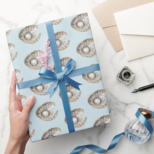 Papier Cadeau Coquilles de Perles Anniversaire 
