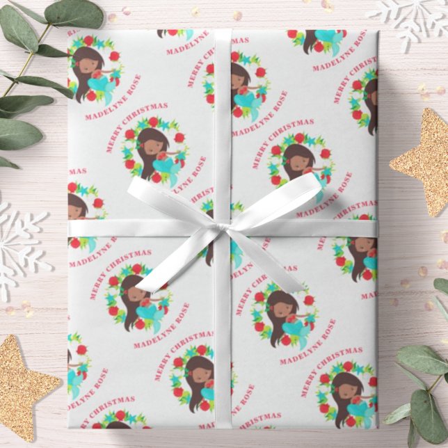 Papier Cadeau Coquilles de sirène de Noël Nom personnalisé (Créateur téléchargé)