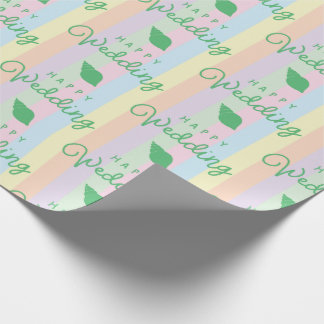 Papier Cadeau Coquilles vertes de mer Texte de mariage heureux r