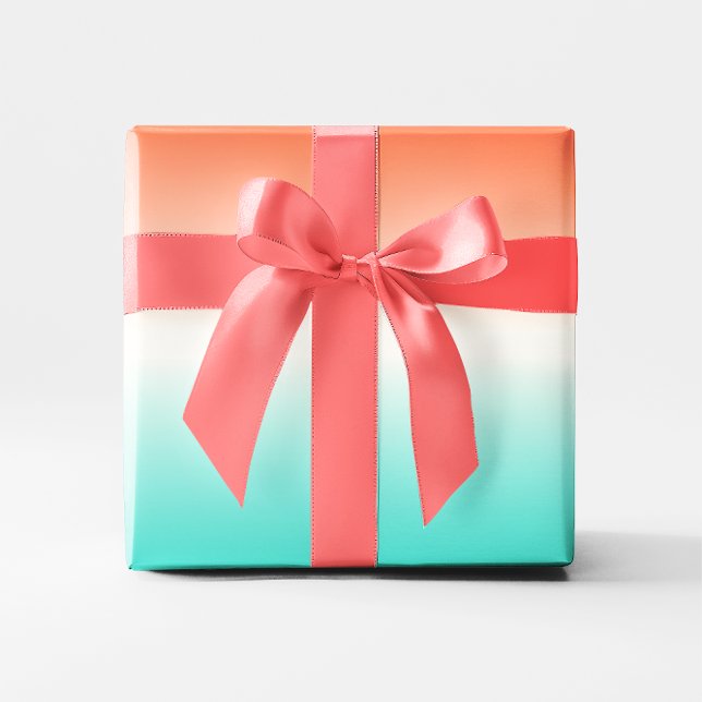 Papier Cadeau Corail Blanc Turquoise Ombre (Coral White Turquoise Gradient  Ombre Wrapping Paper)