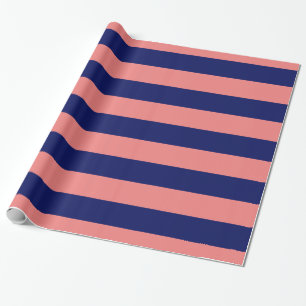 Papier Cadeau Corail clair, Navy Blue XL Stripes Motif V