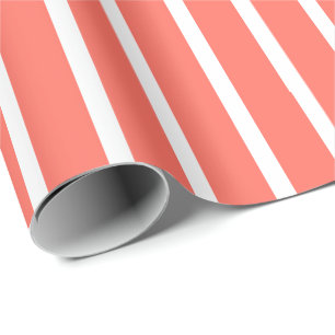 Papier Cadeau Corail et Rayure Blanche