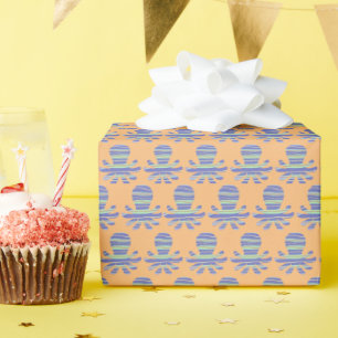 Papier Cadeau Corail octopique bleu