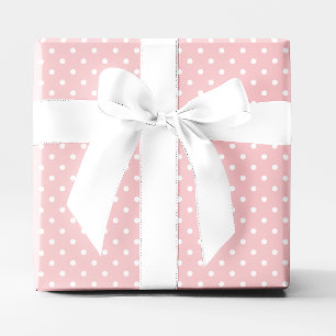 Papier Cadeau Corail pastel et petits pois blancs