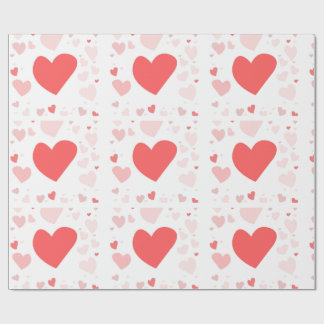 Papier Cadeau Coral and Blush scattered hearts 