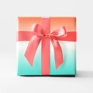 Papier Cadeau Coral blanc Turquoise Ombre