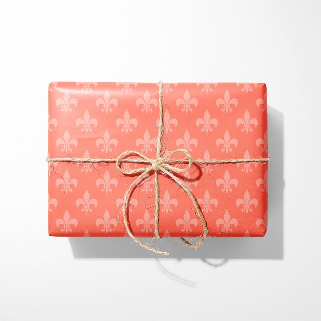 Papier Cadeau Coral Fleur-de-Lis (Créateur téléchargé)