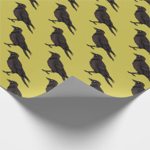 Papier Cadeau Corbeau Déplaisant Corbeau Lumineux d'encre gothiq