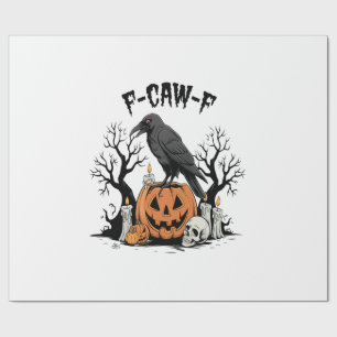Papier Cadeau Corbeau drôle, F-Caw-F, crâne de corbeau, corbeau