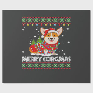 Papier Cadeau Corgi Chien Joyeux Corgmas Santa Corgi Noël Affreu