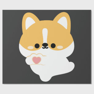 Papier Cadeau Corgi d'amour