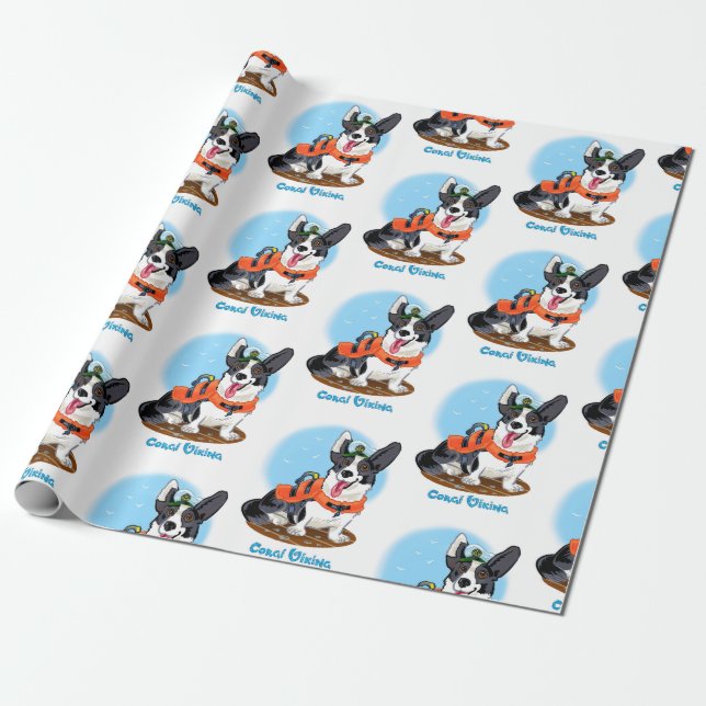 Papier Cadeau Corgi d'été (Déroulé)