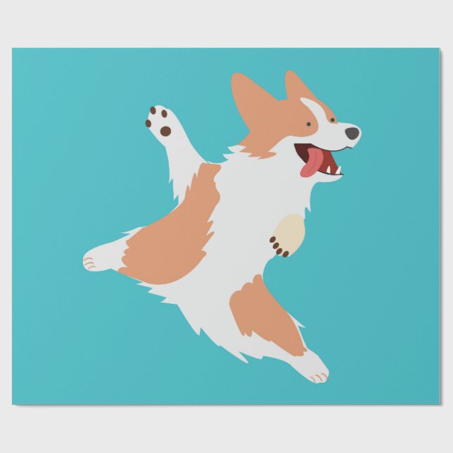 Papier Cadeau Corgi joueur (Plat)