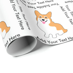 Papier Cadeau Corgi mignon dessinant - ajoutez votre propre
