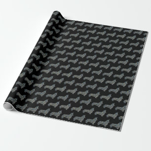Papier Cadeau Corgi Welsh ligne Y&B noir