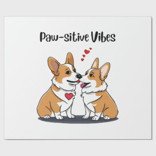 Papier Cadeau Corgis Vibes en Amour